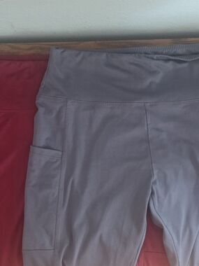 2 PK- High-Waist Gray And Red Activewear Leggings with Side Pocket